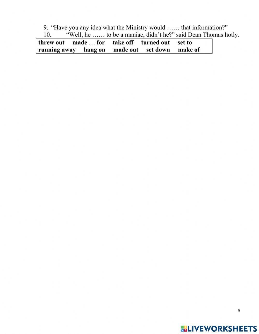 Phrasal verbs with Harry Potter