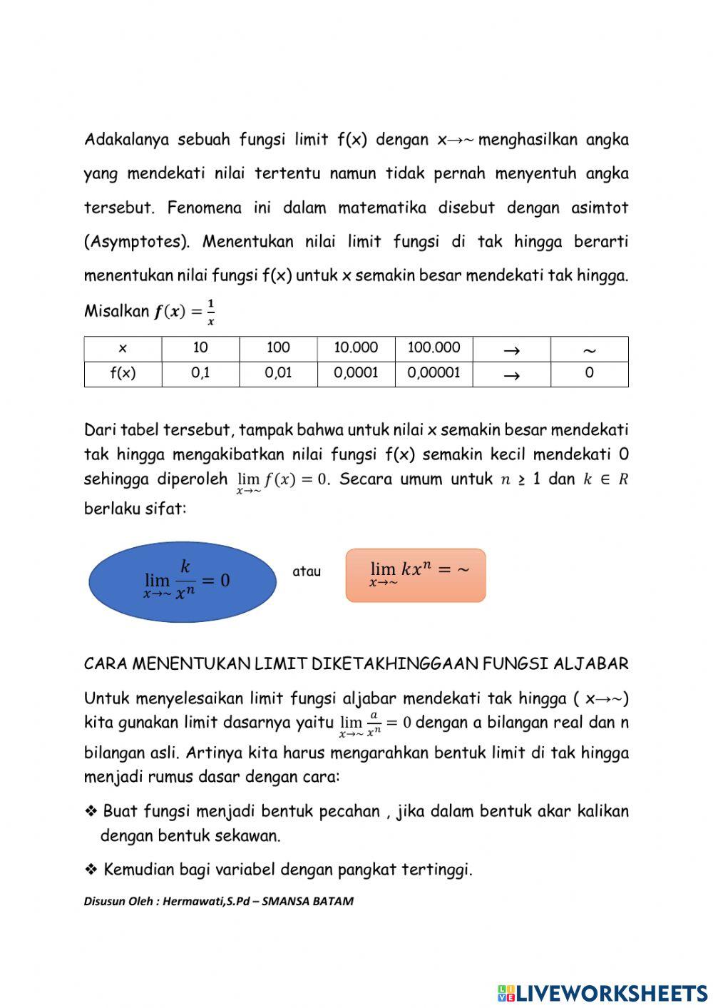 Lkpd digital limit diketakhinggaan fungsi aljabar