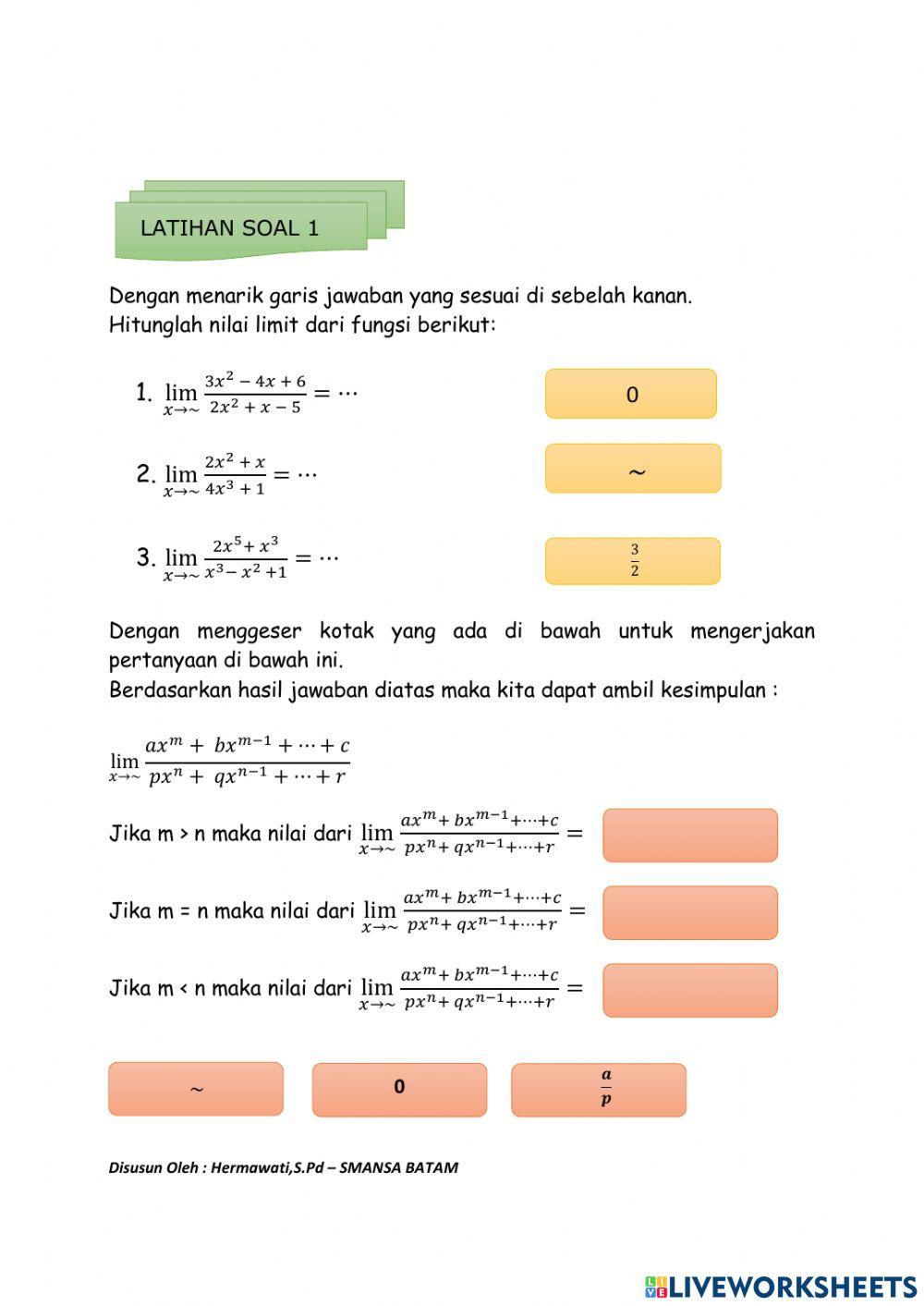 Lkpd digital limit diketakhinggaan fungsi aljabar