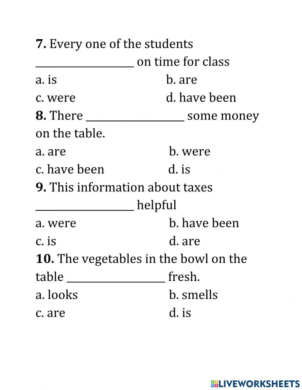MODULE 5: SUBJECT AND VERB AGREEMENTS