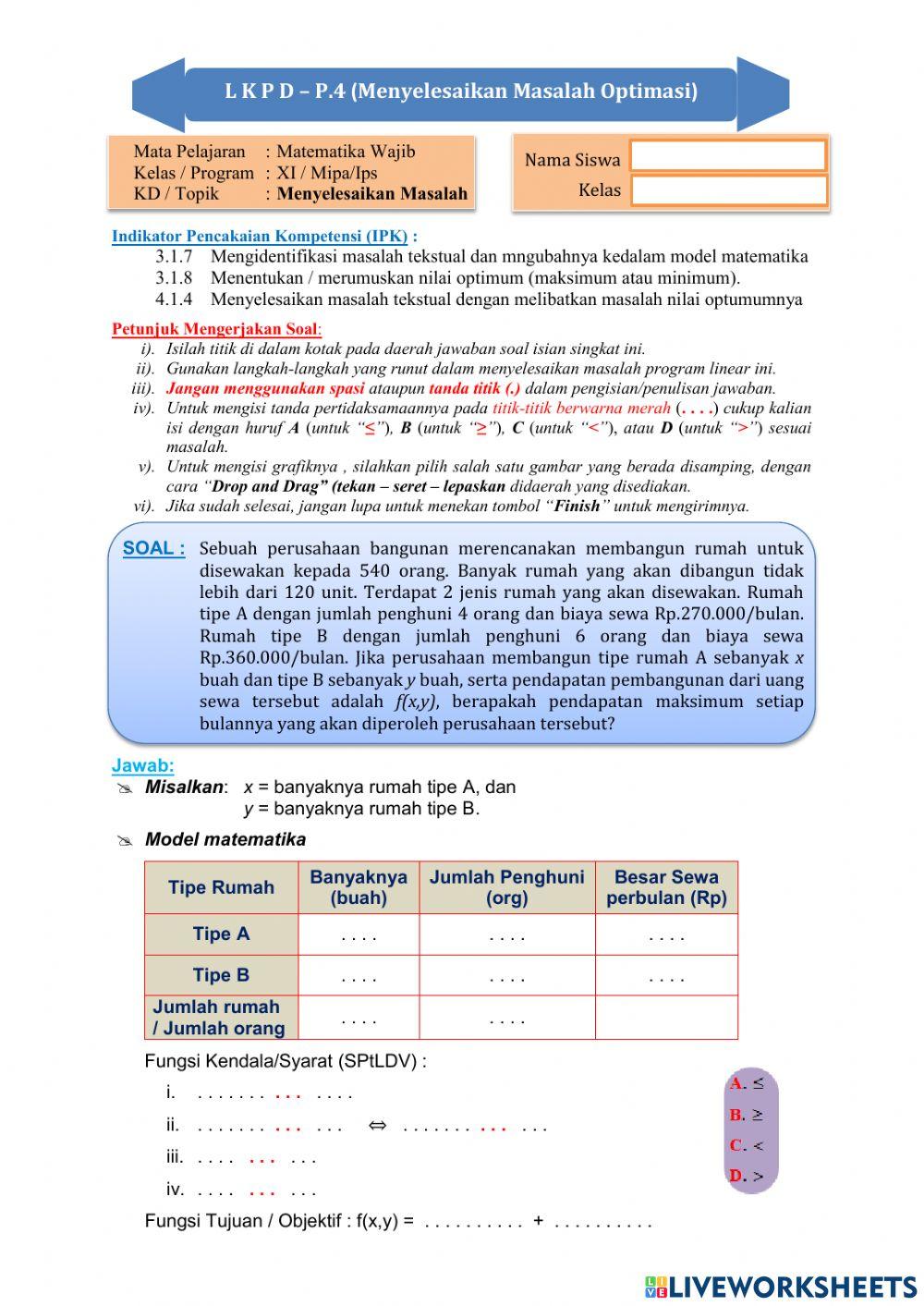 LKPD Menyelesaikan masalah ProgLin