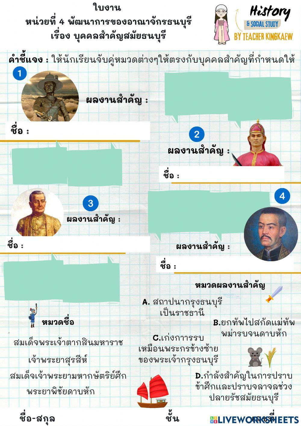 บุคคลสำคัญสมัยธนบุรี
