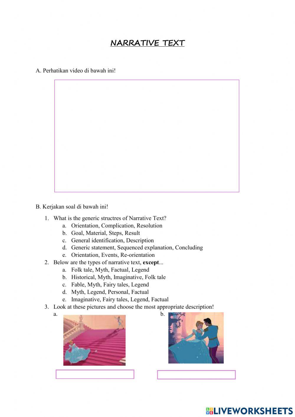 Narrative Text online exercise for 9 | Live Worksheets