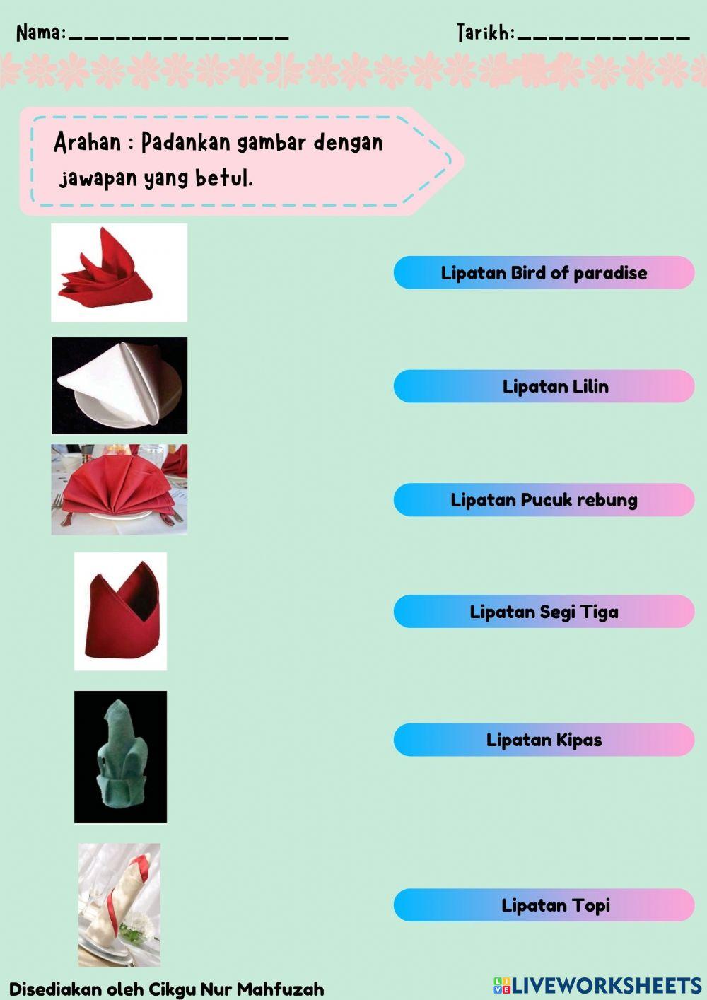Kenali jenis-jenis lipatan napkin