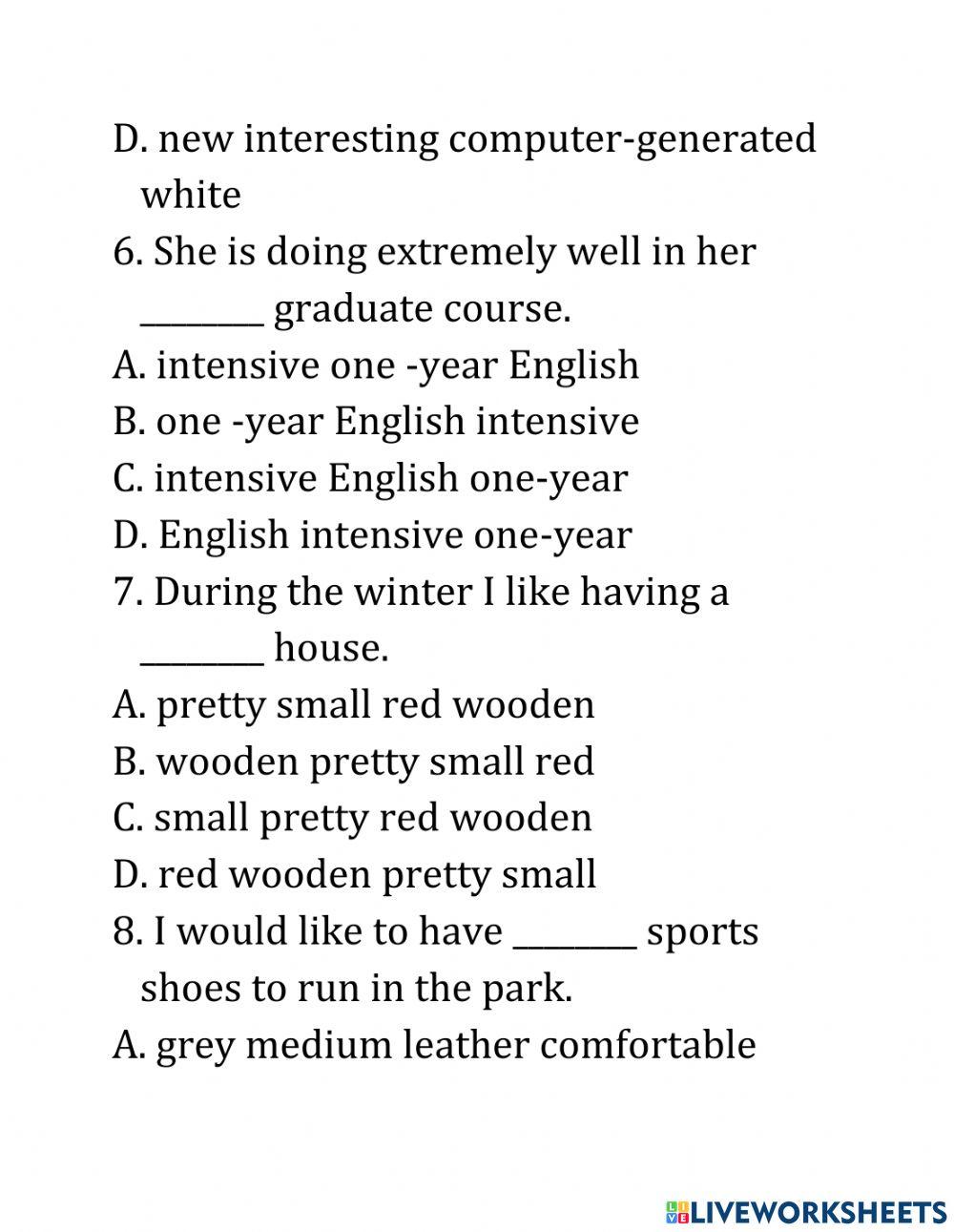 MODULE 11:THE ORDERS OF THE ADJECTIVES