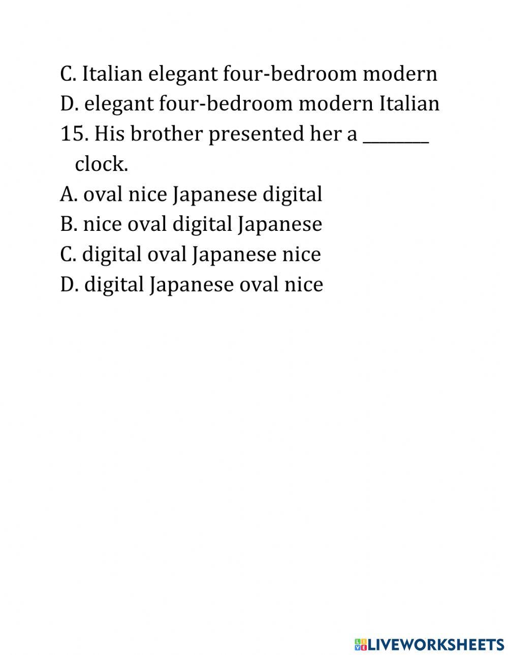MODULE 11:THE ORDERS OF THE ADJECTIVES