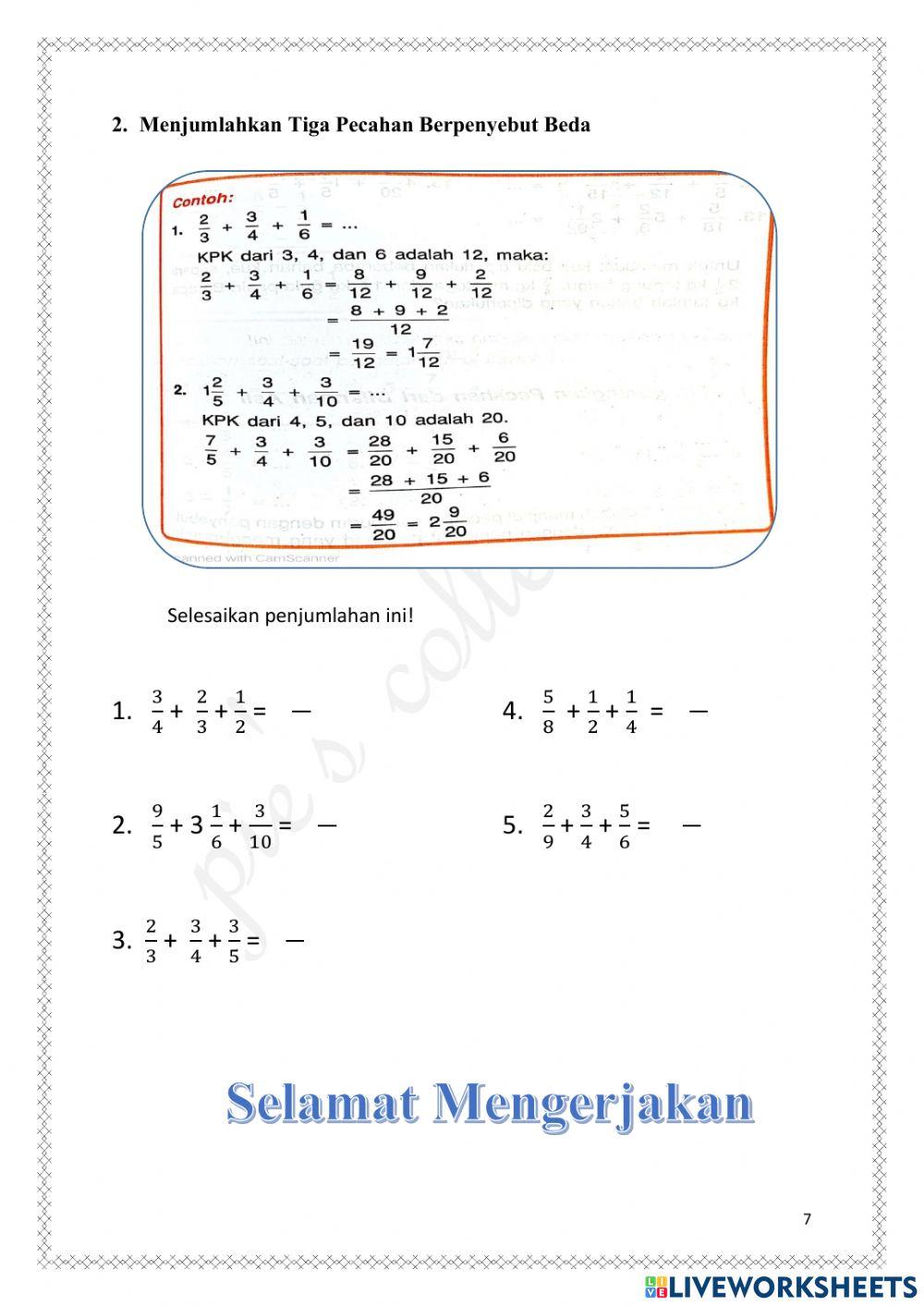 LKPD Penjumlahan Pecahan