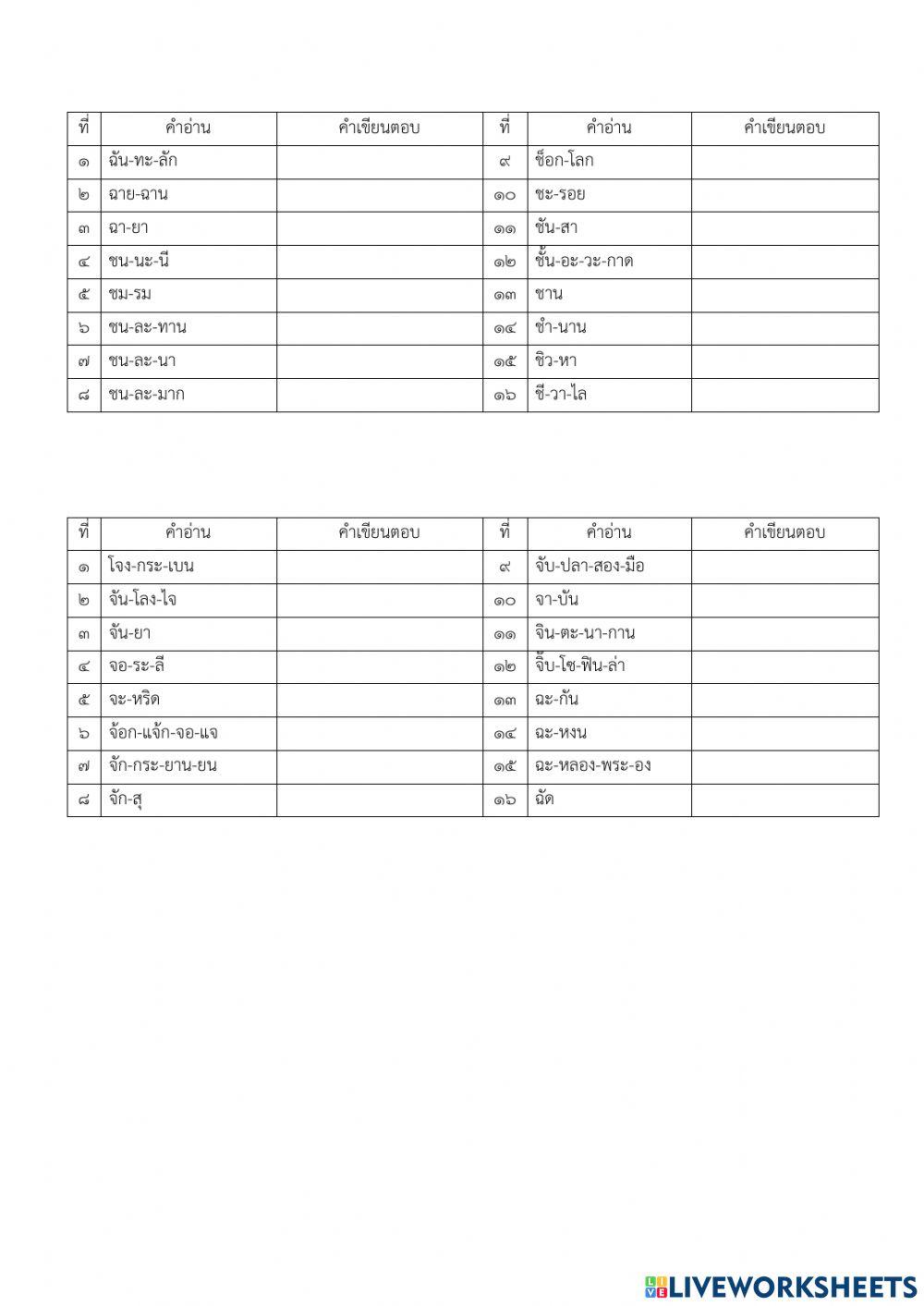 การเขียนคำ ชั้นป.6