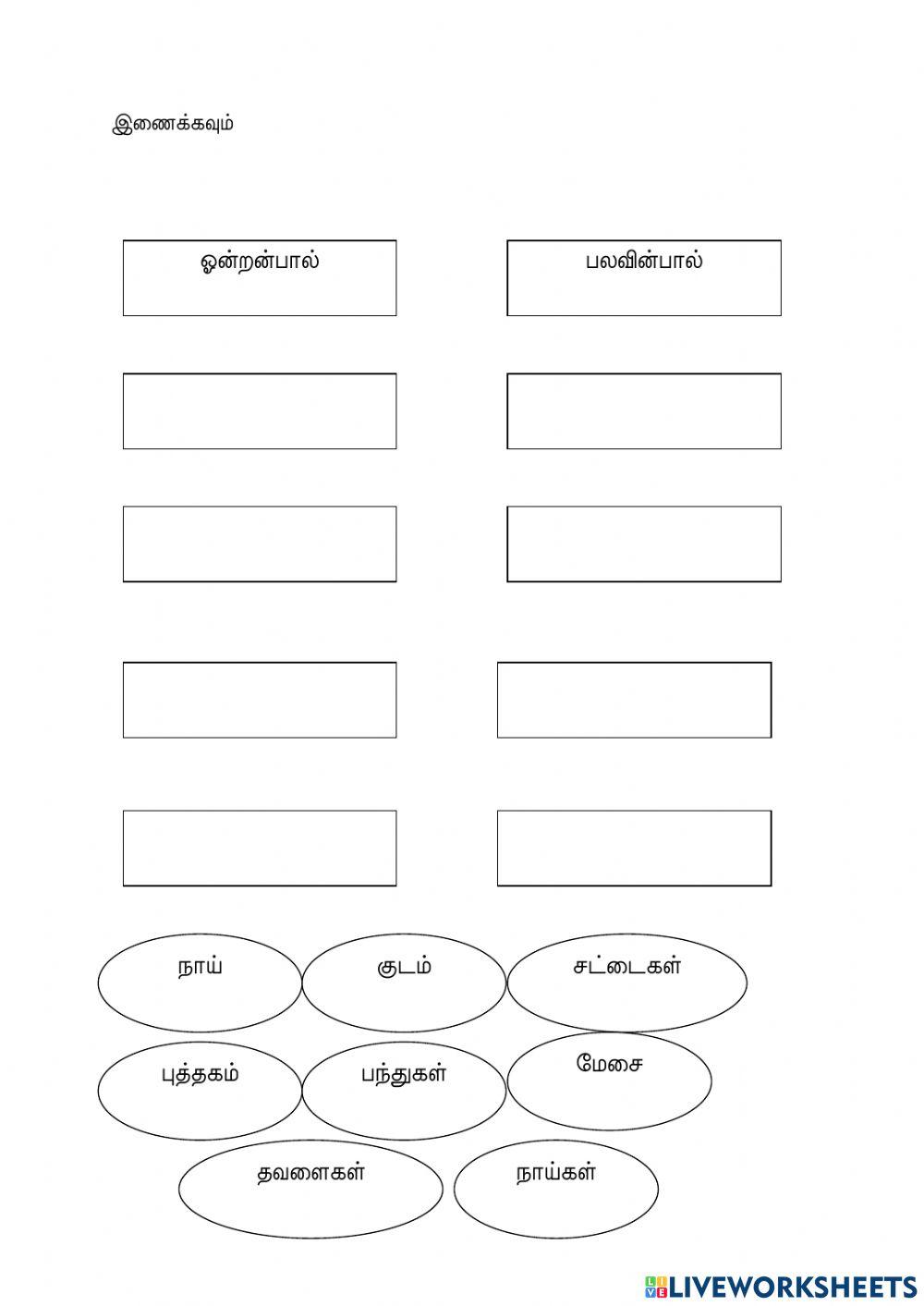 தமிழ் மொழி ஆண்டு 2(ஒன்றன்-பலவின்)