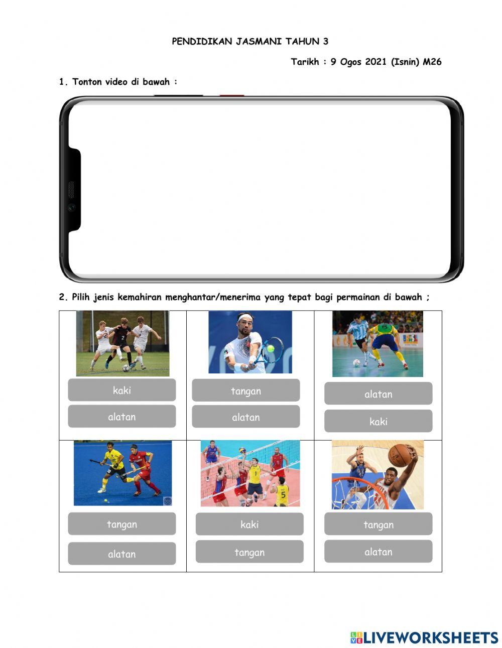 Perbezaan kemahiran menghantar-menerima menggunakan tangan,kaki dan alatan