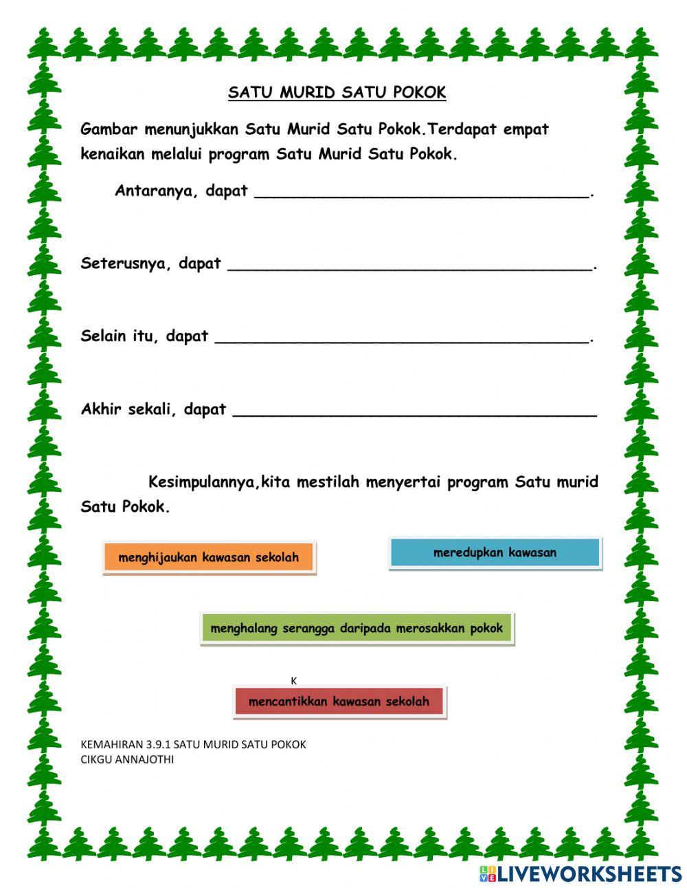 Tahun 6 satu murid satu pokok