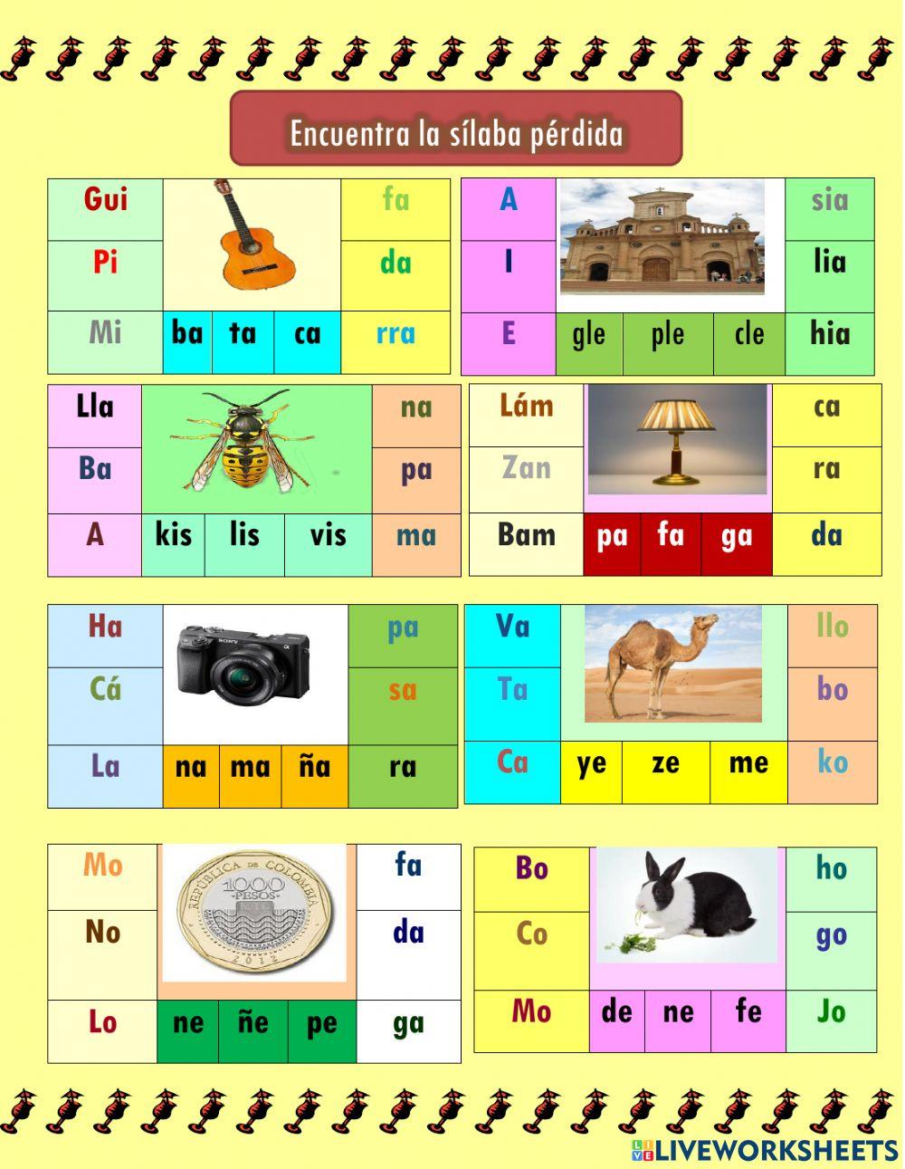 -Encuentra las sílabas pérdida-
