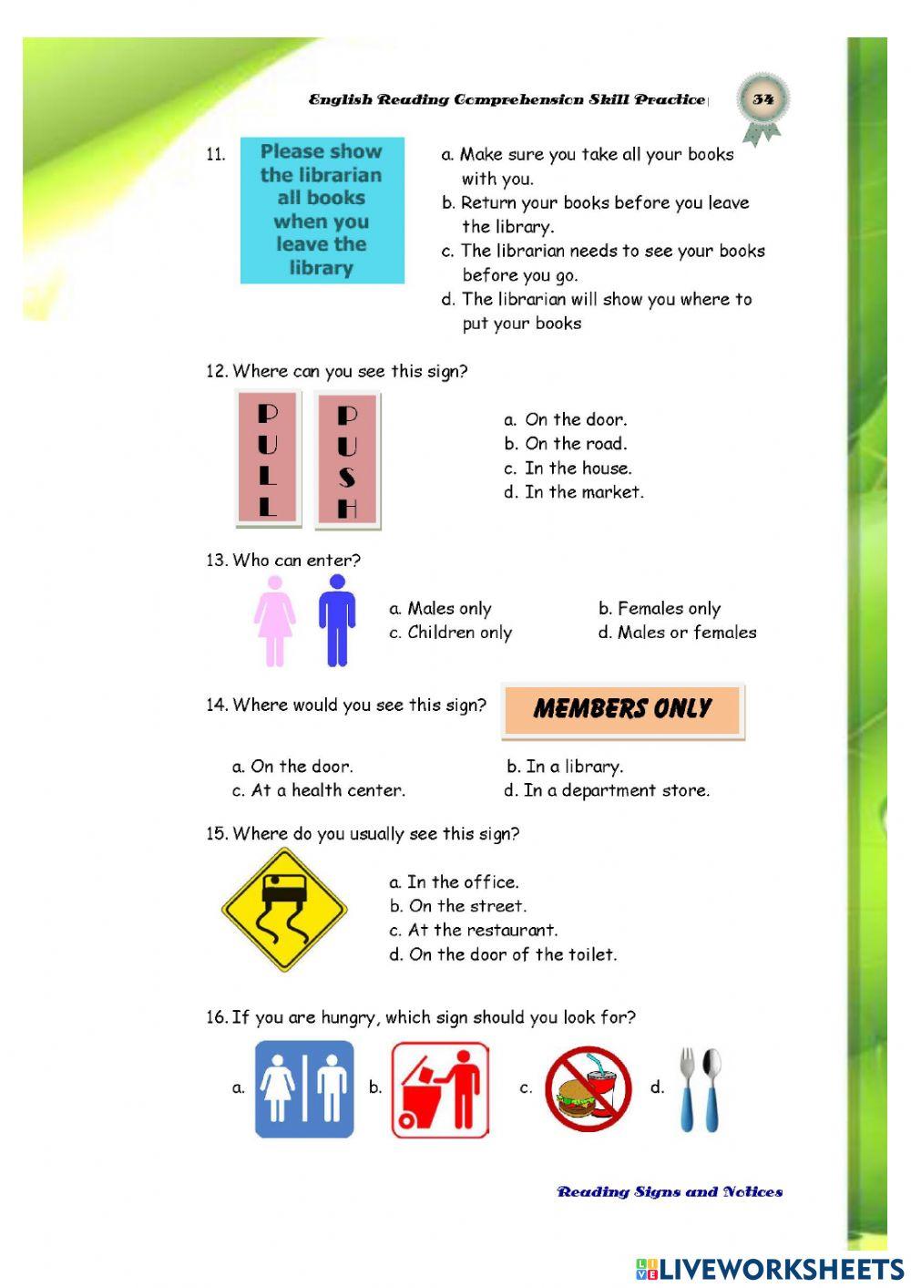 Post-test : Signs and notices