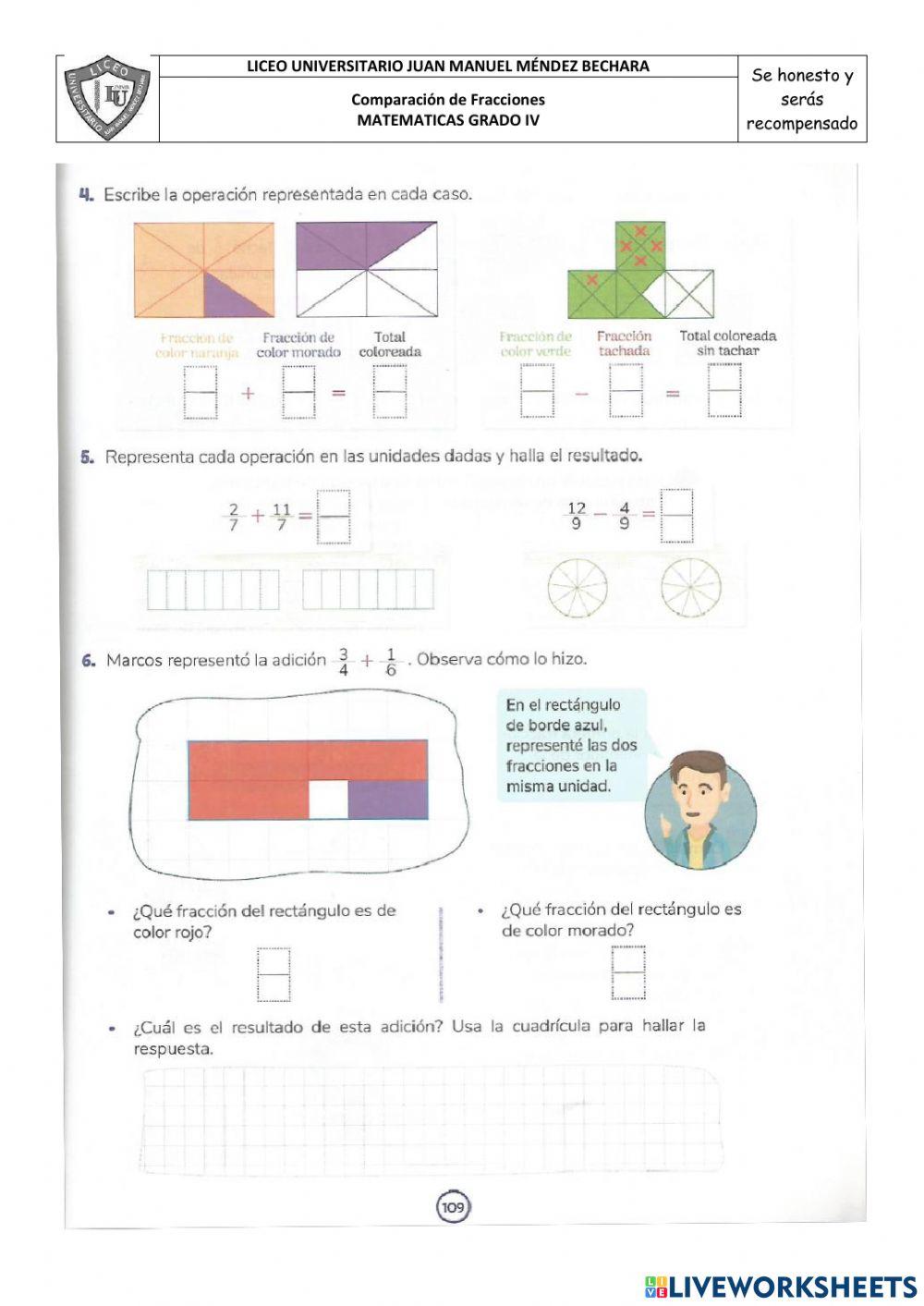 Adición y sustracción de fracciones