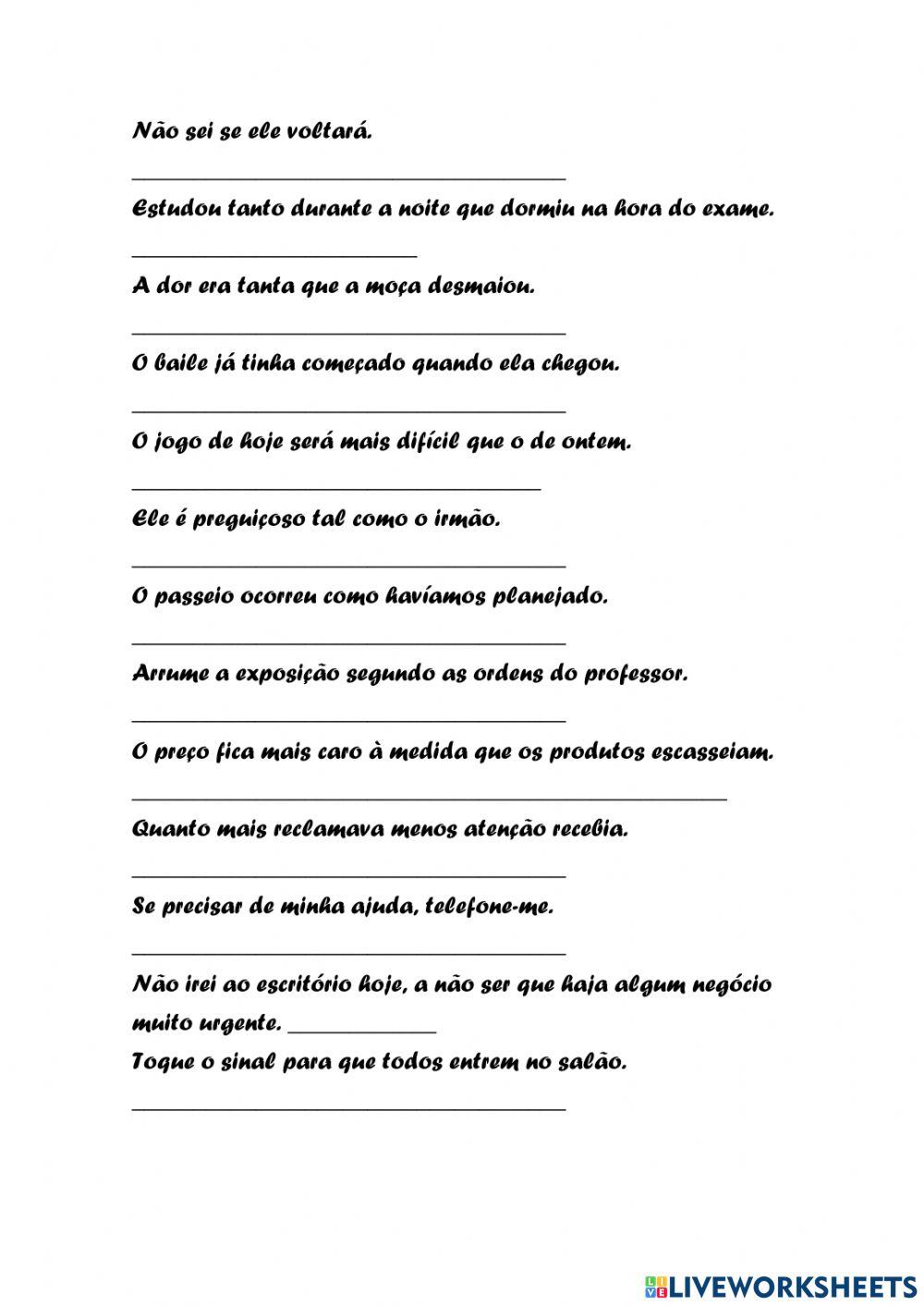 Conjunções, pronomes oblíquos, uso de expressões