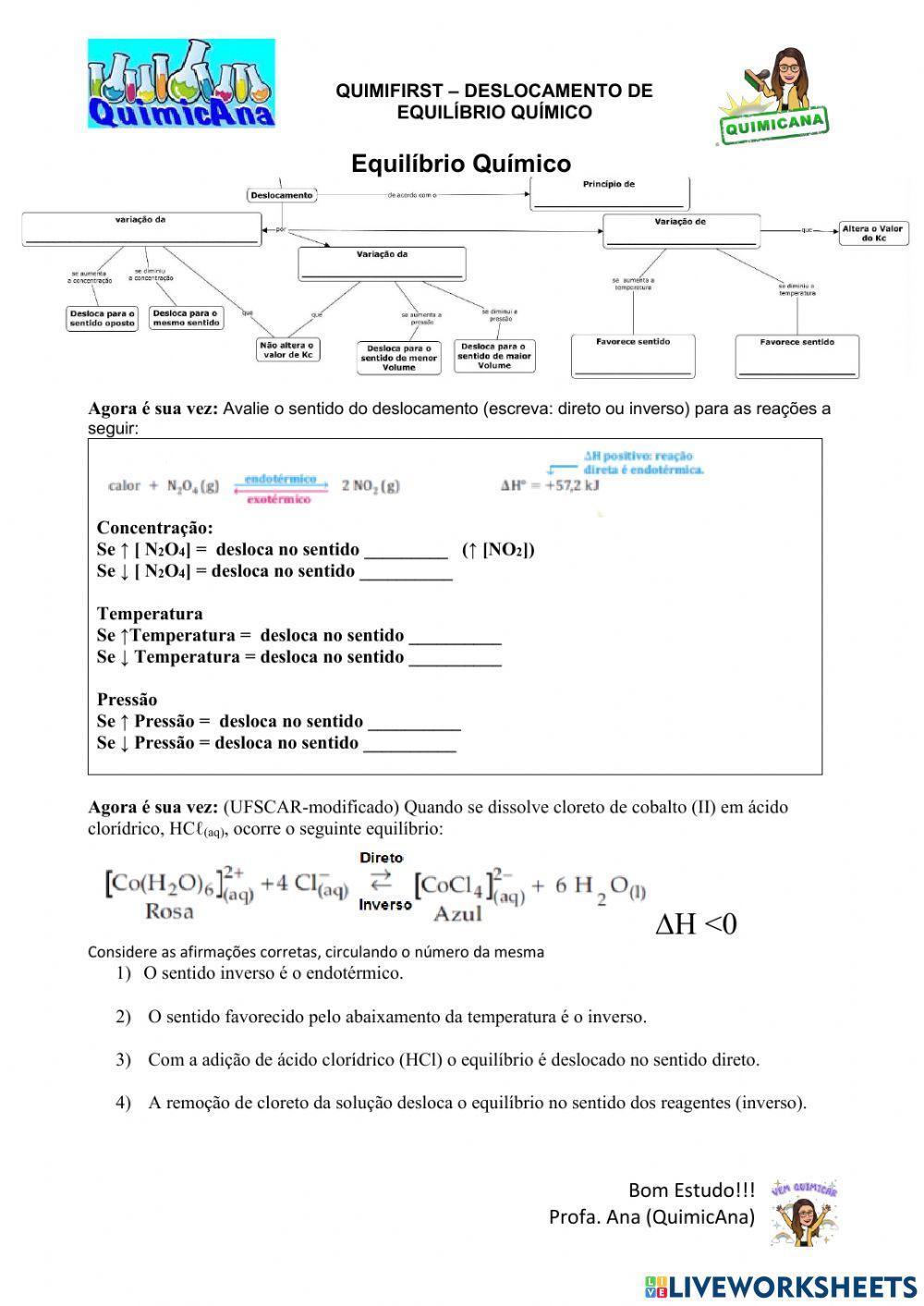 Quimifirst - Deslocamento de Equilíbrio Químico