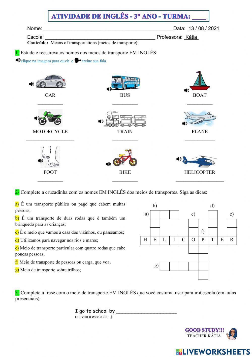 3° ano - INGLÊS - 13-08-21