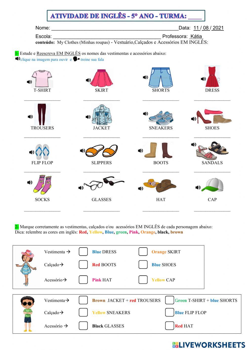 5° ano - INGLÊS - 11-08-21