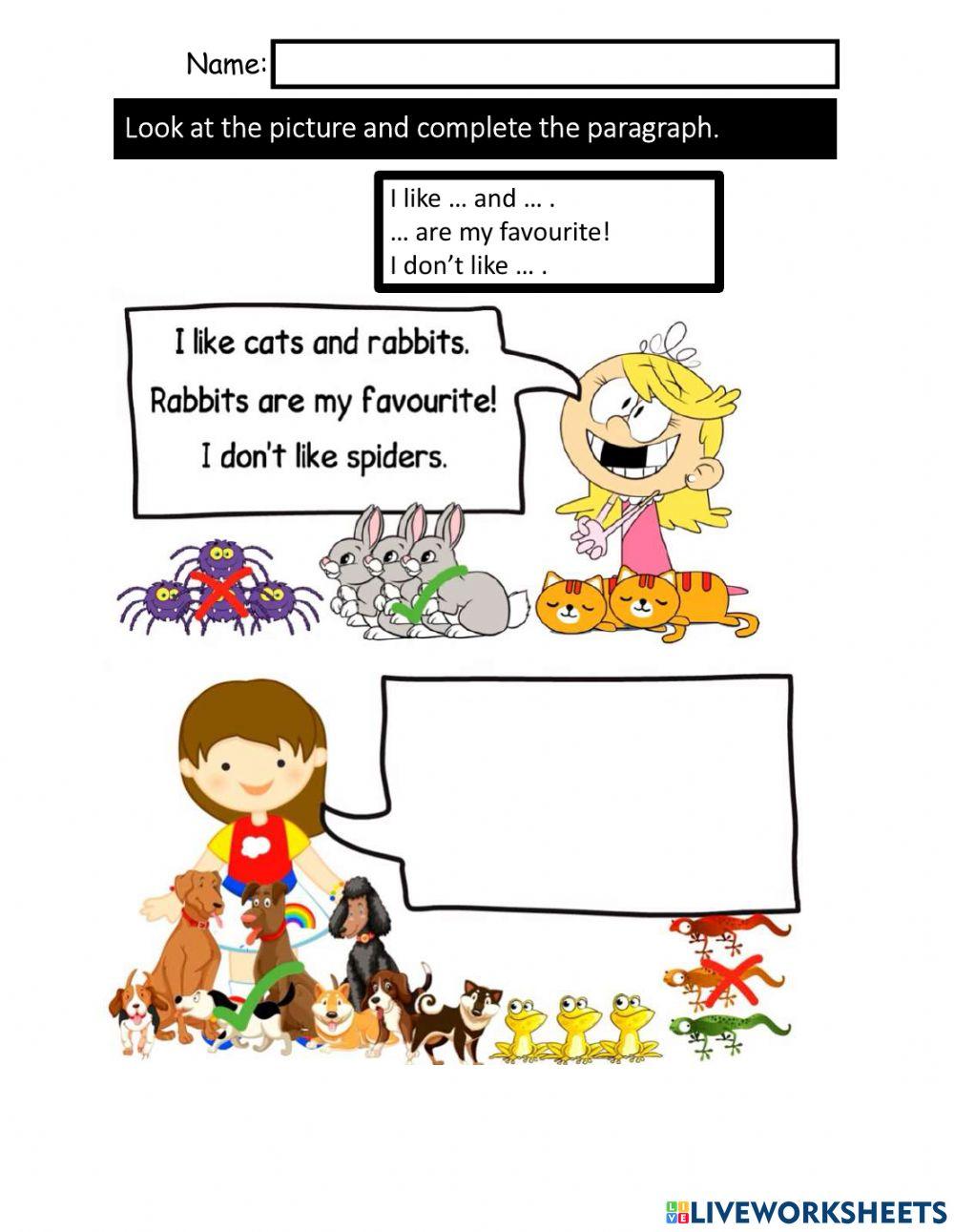 Cefr pets show, writing like & dislike
