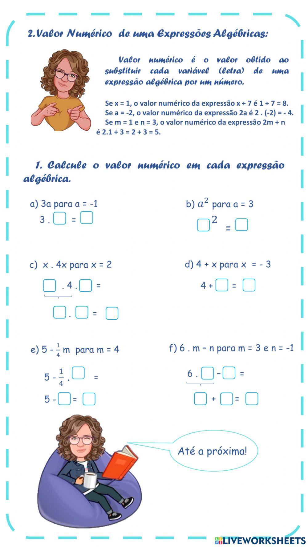 Expressões numéricas e valor numérico