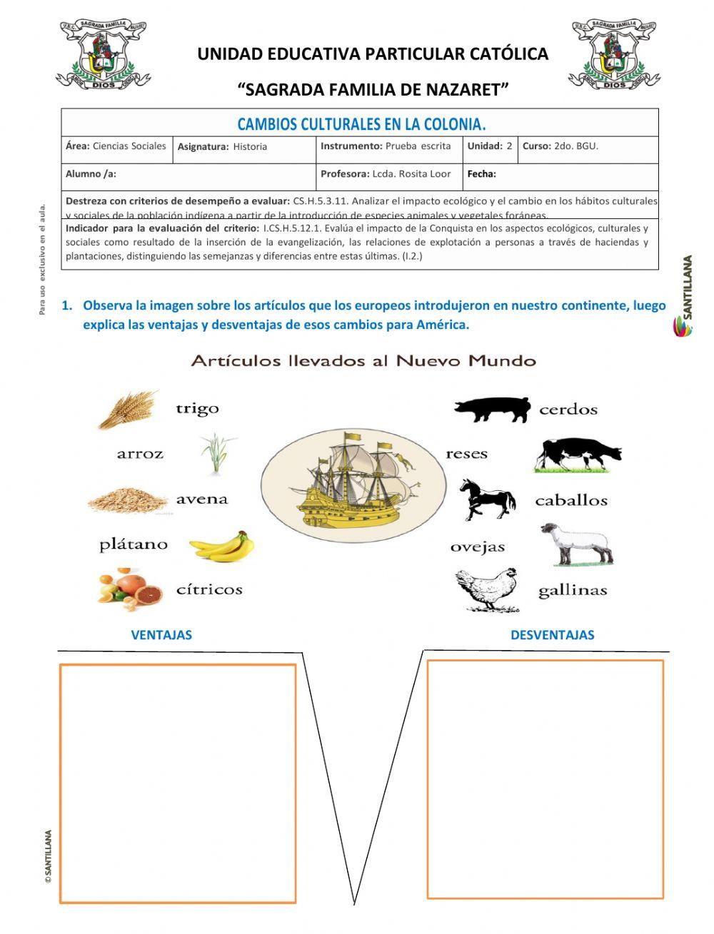 Cambios culturales en la colonia.