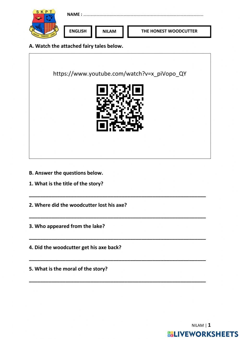 ENG NILAM Week 26 (8-12 AUG) THE HONEST WOODCUTTER