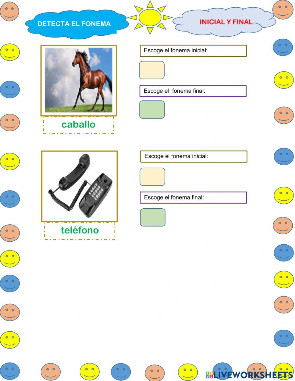 Detecta el fonema inicial y final