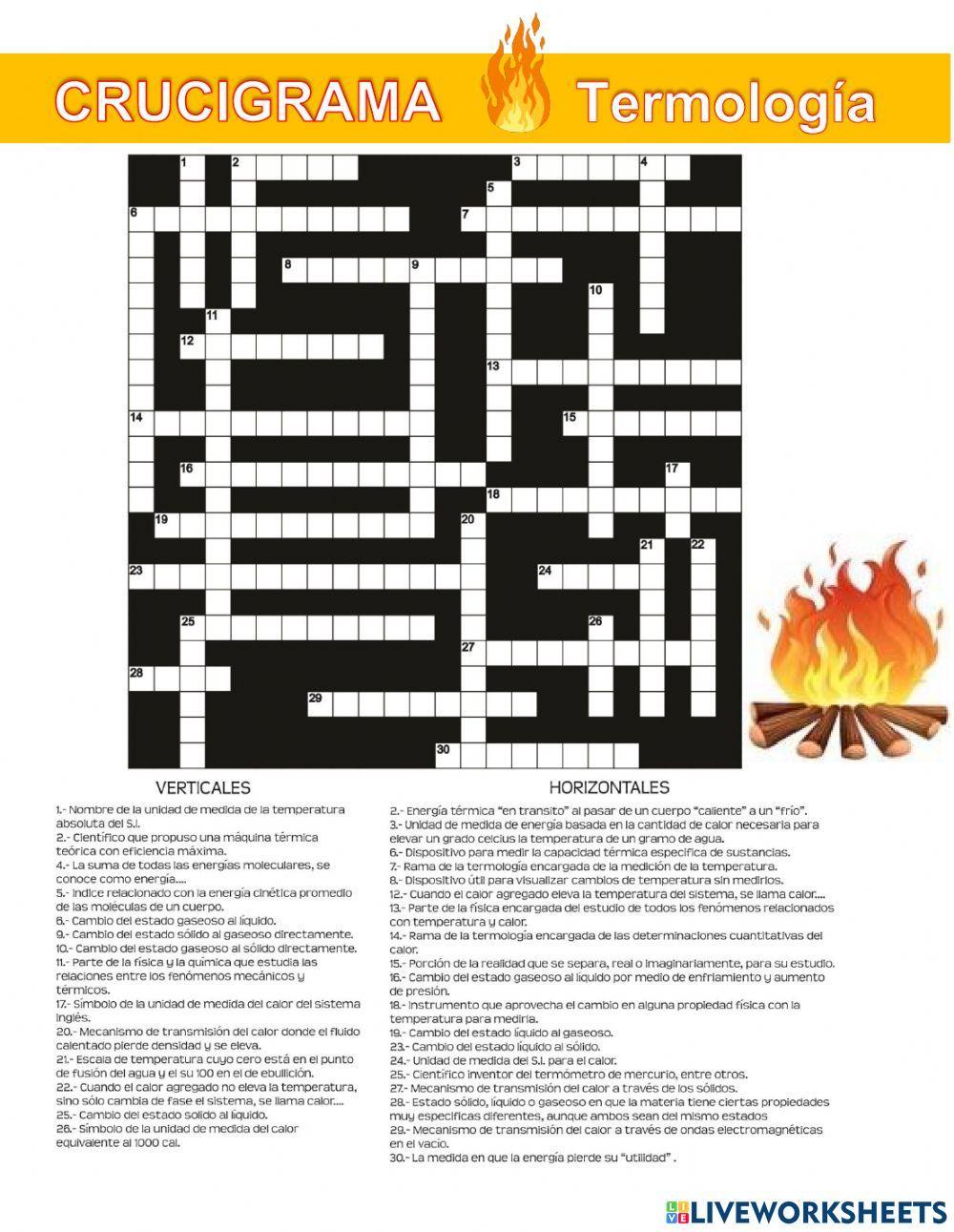CRUCIGRAMA Termología
