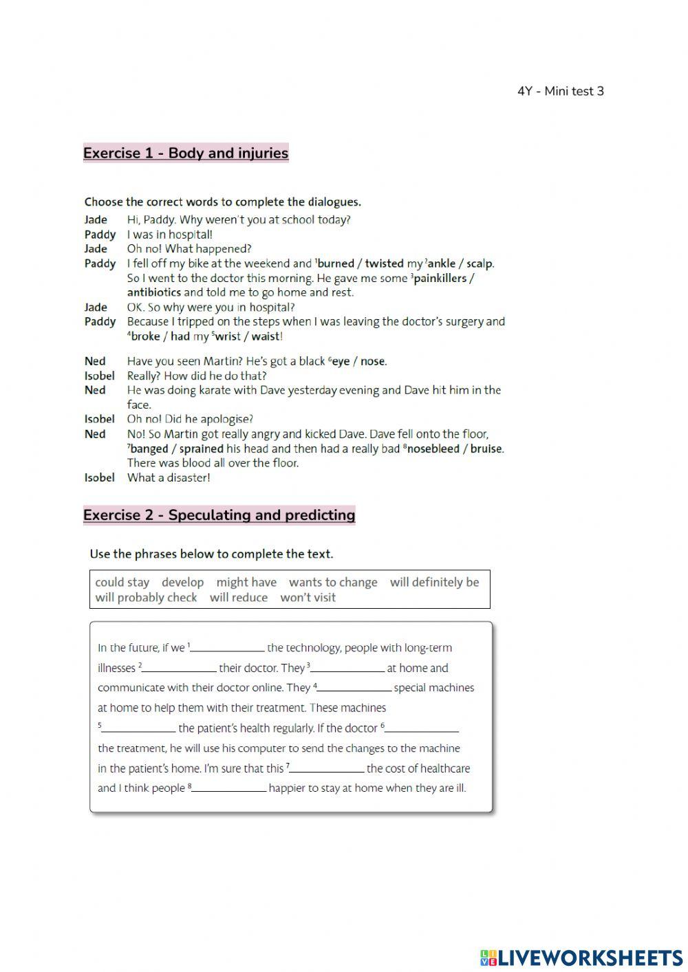4Y - Mini test 3 - Term 2