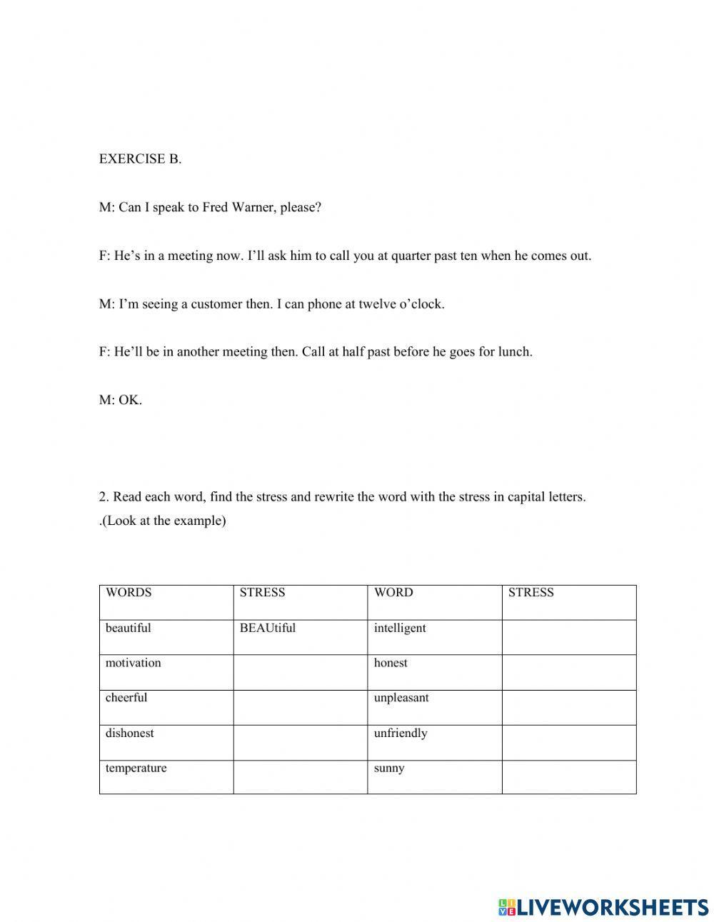 Word stress and intonation patterns