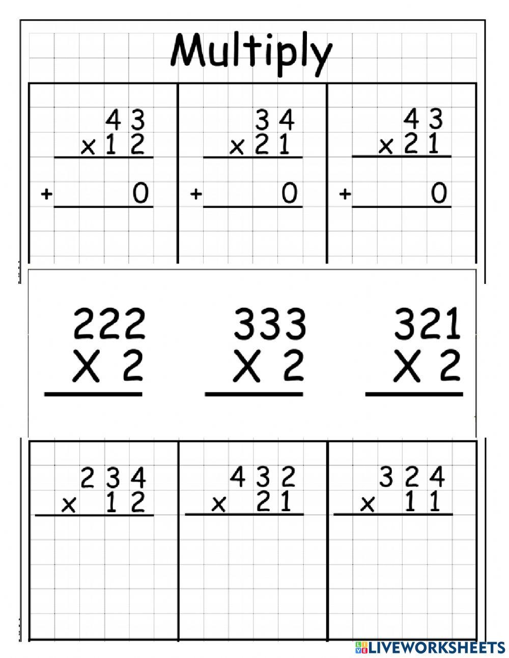 Multiplication without and without regrouping