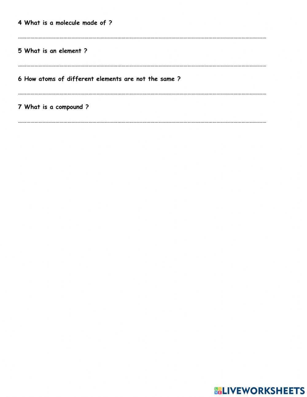 Rewiew atoms, molecules, elements and compound