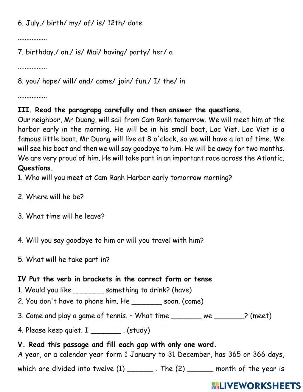 English Level 7-U2test A