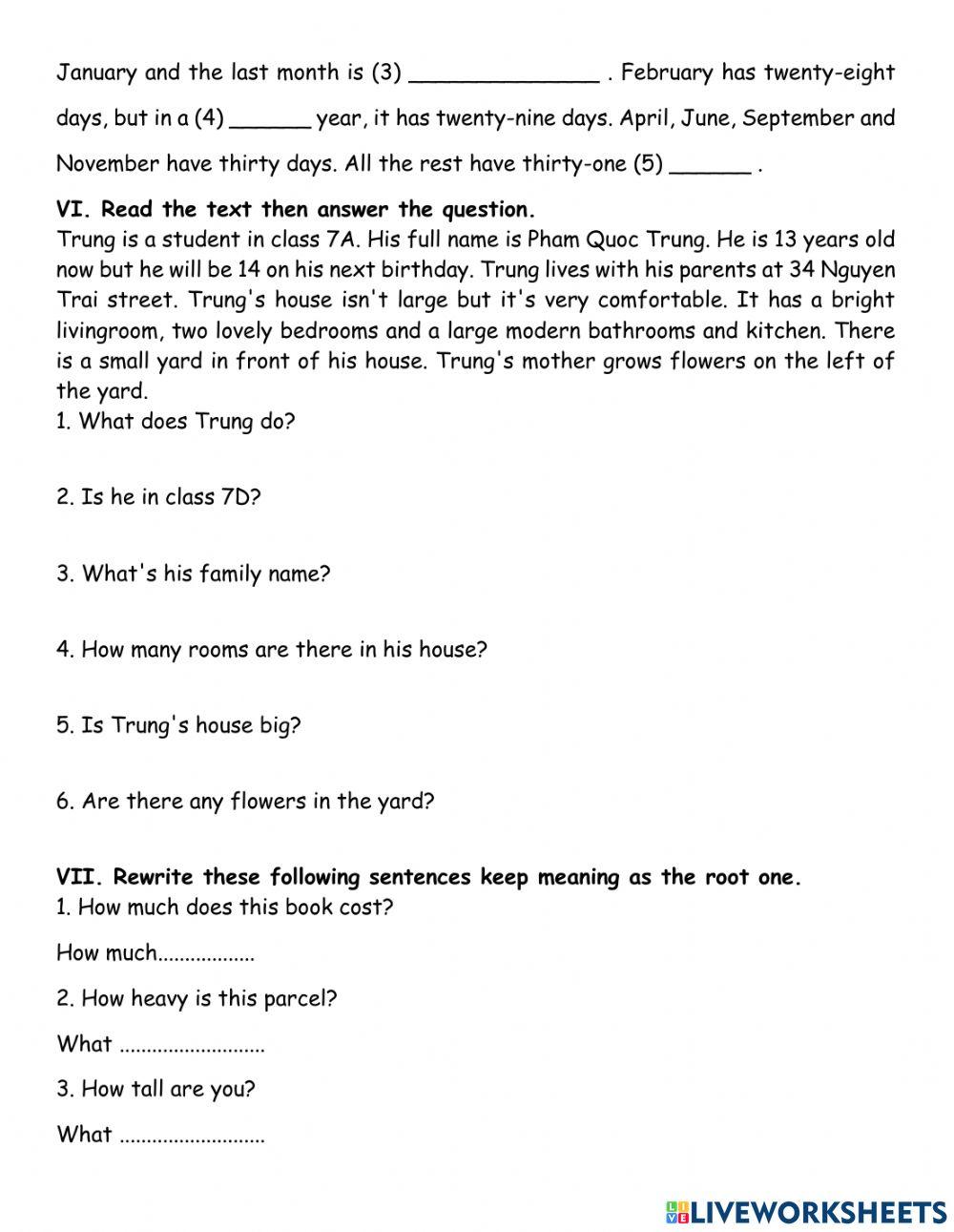 English Level 7-U2test A