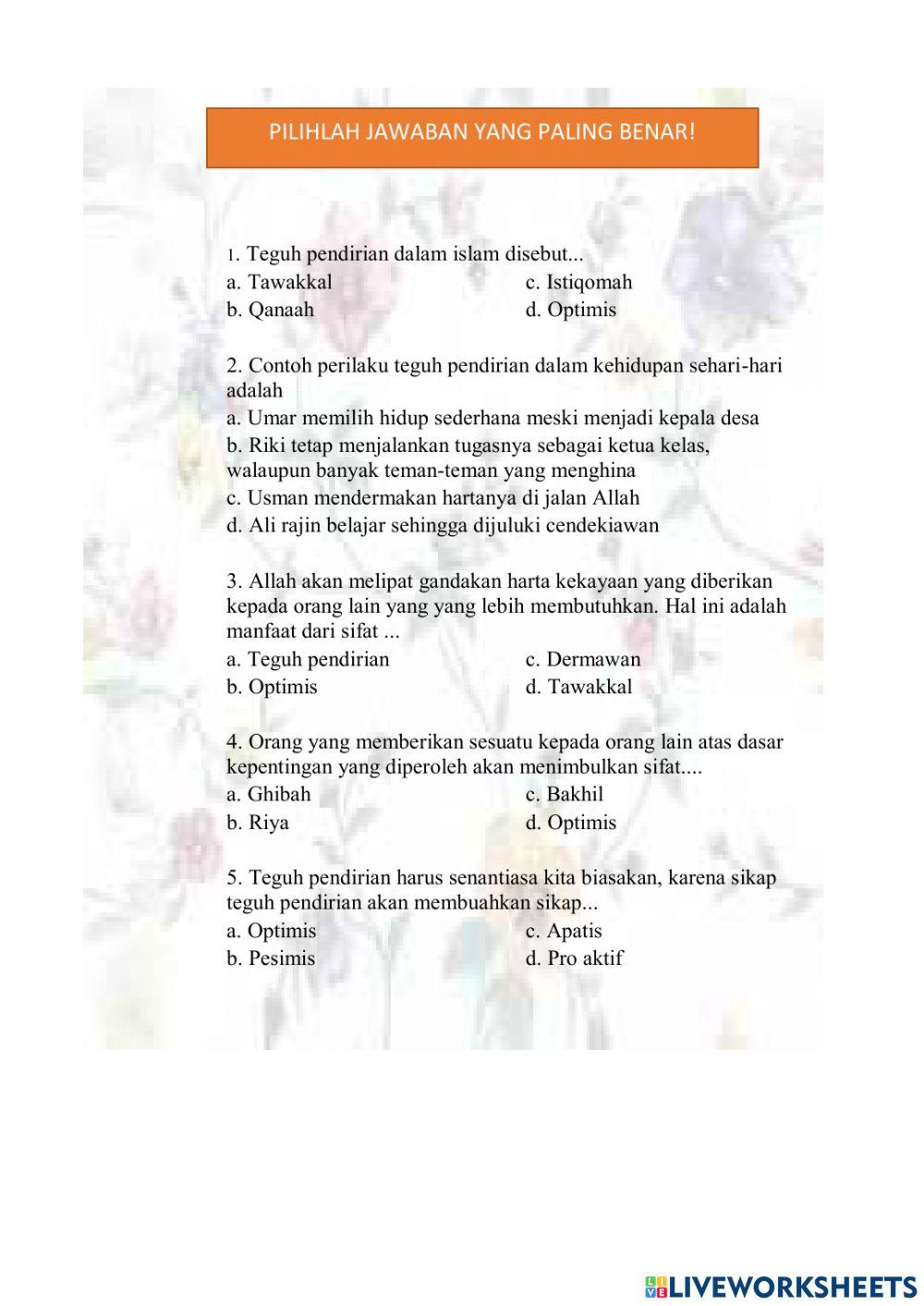 Sikap teguh pendirian dan dermawan