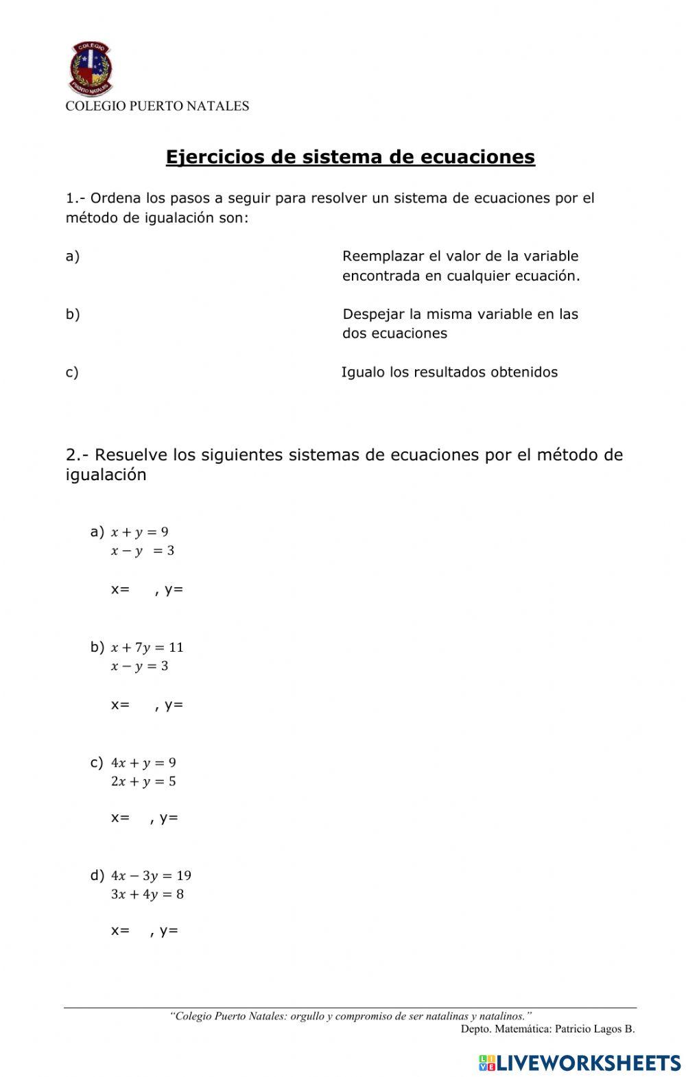 Sistema de ecuaciones