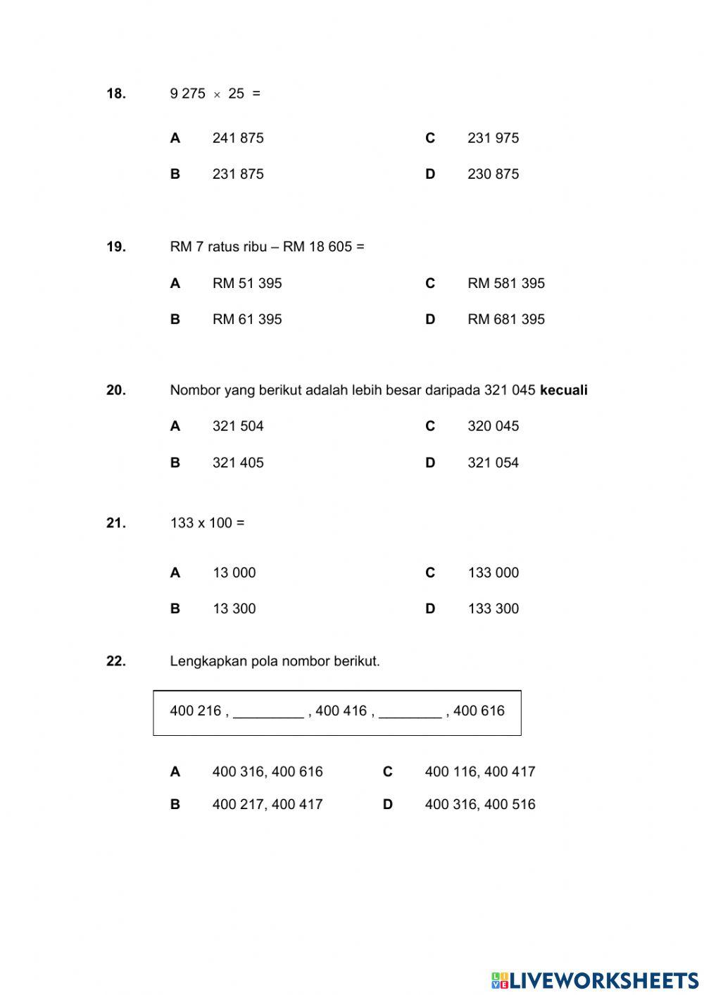 Ujian Matematik Tahun 5