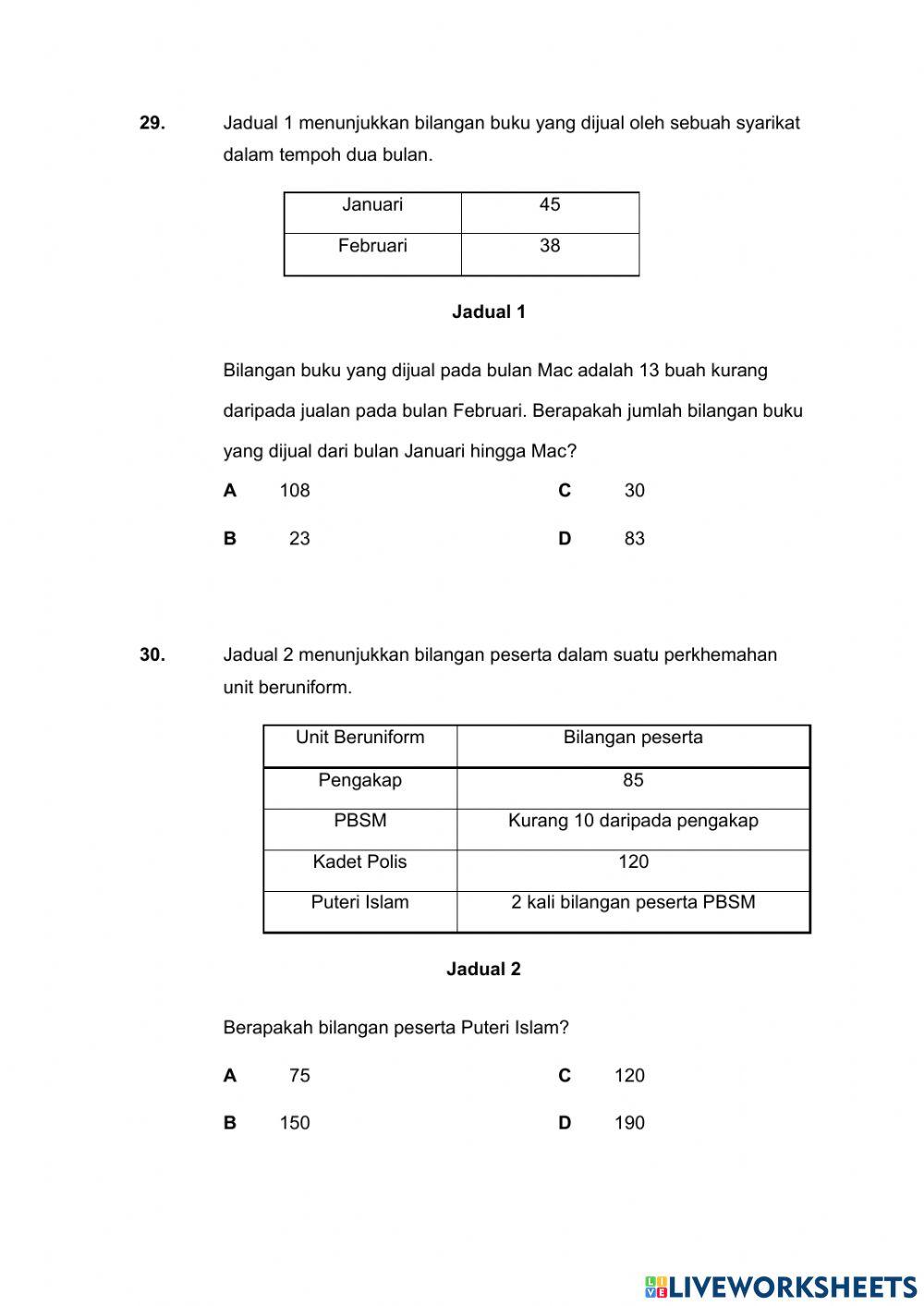 Ujian Matematik Tahun 5