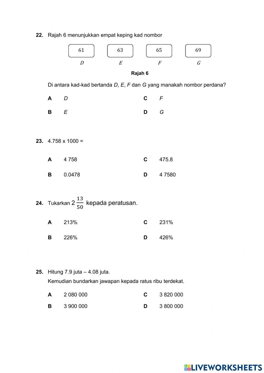 Ujian Matematik Tahun 6