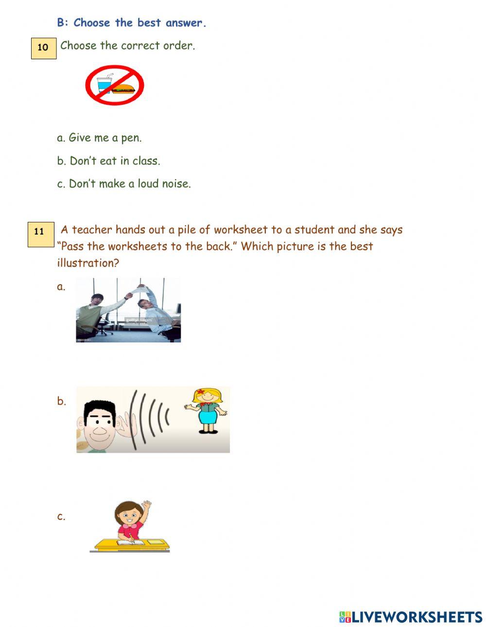 Classroom command and greetings