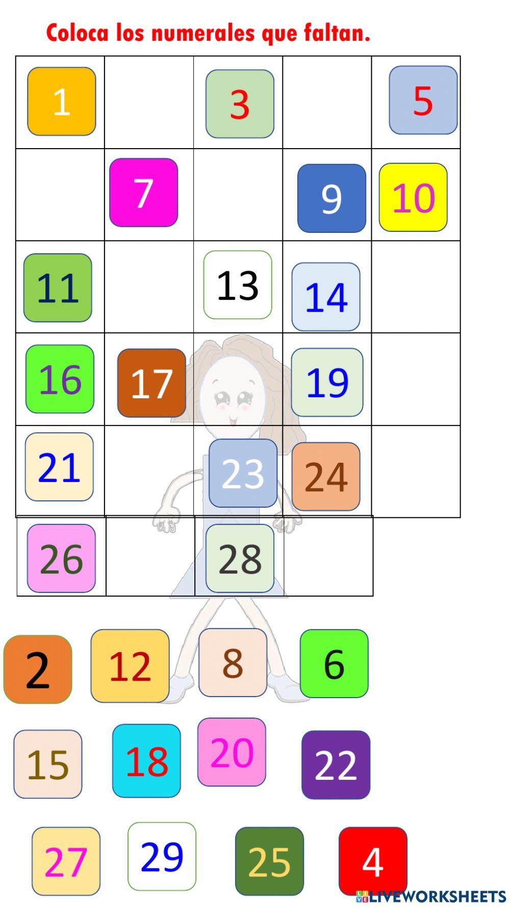 Coloca los numerales donde corresponde.