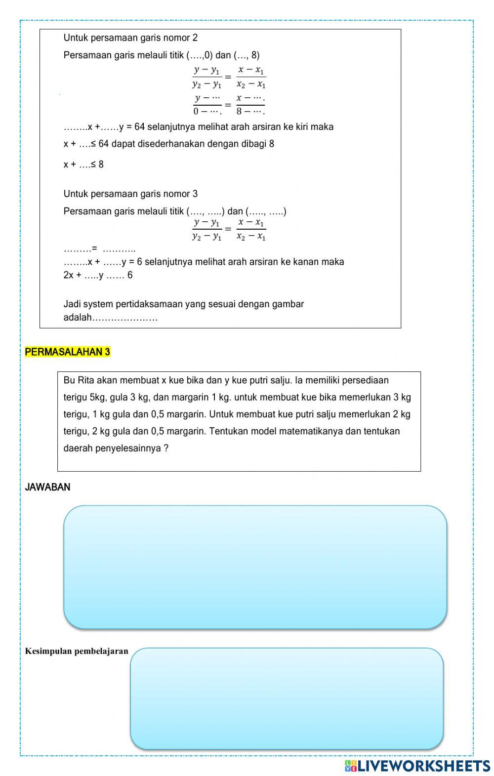 Pertidaksamaan linear dua variabel