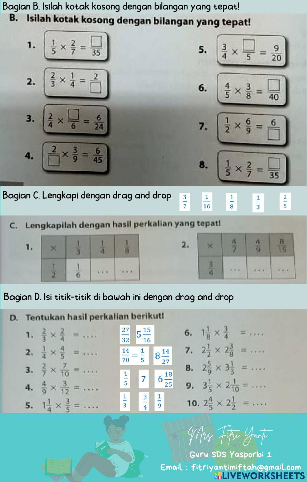 Perkalian Pecahan Perkalian Pecahan