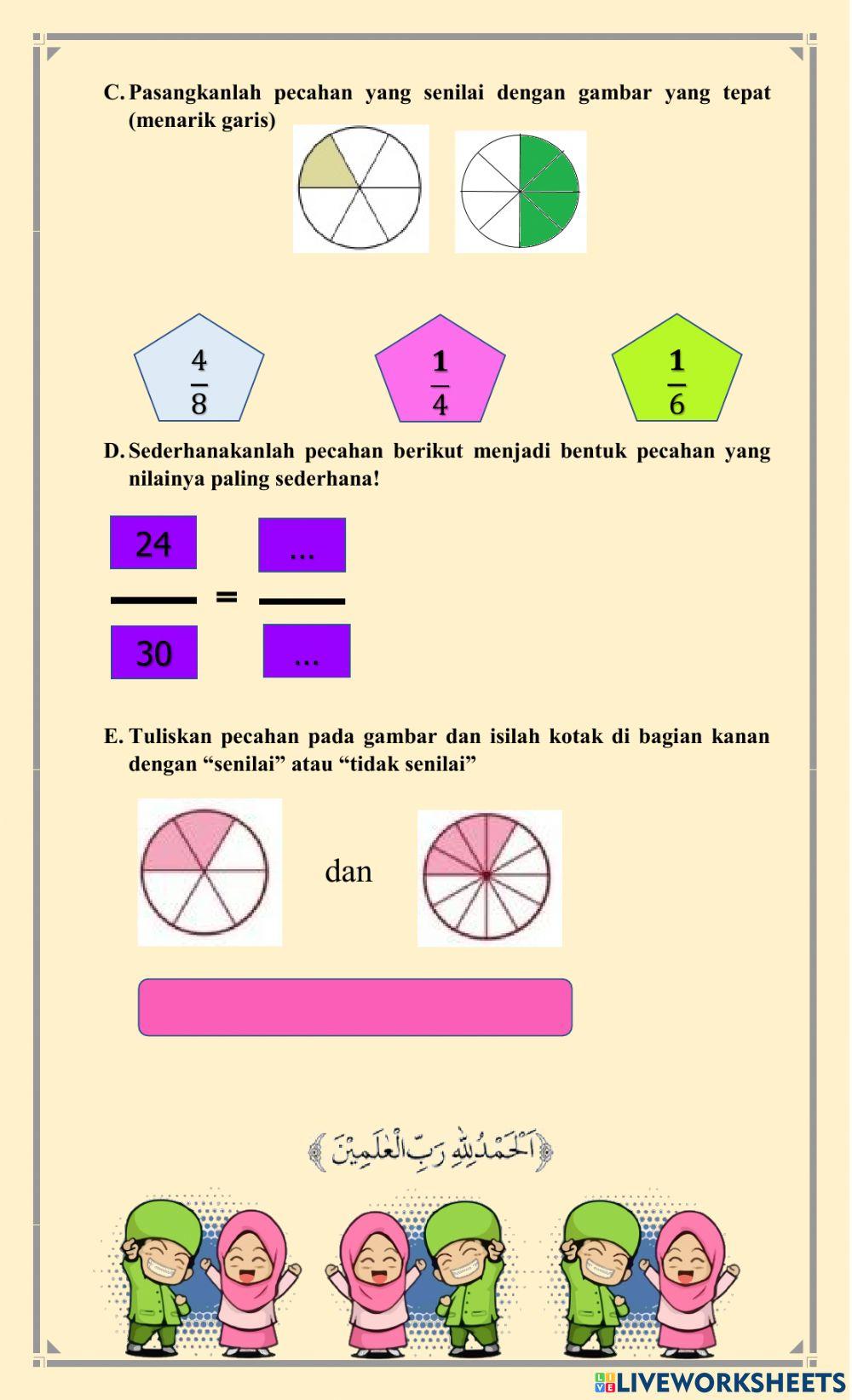 Penilaian harian 3.1 pecahan senilai