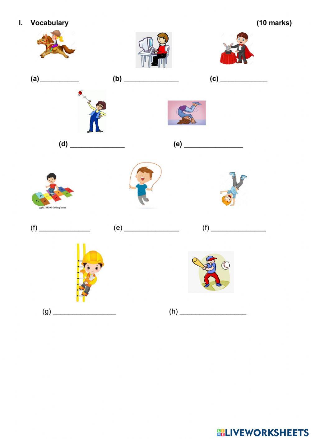 Vocabulary (what can they do?)