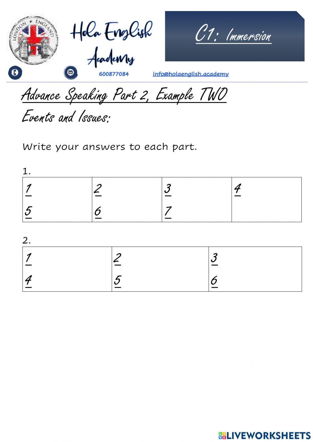 C1 Speaking Part 2 eg2 Events and Issues