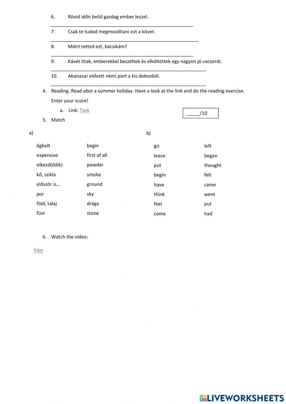Aladdin and the Enchanted Lamp -STAGE1 - Chapter2 - after reading exercises