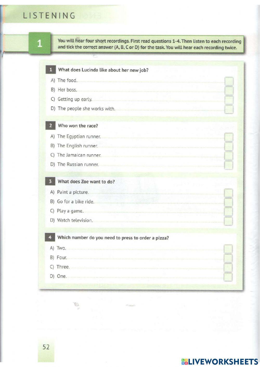 English Test Training A2 - Listening 1-14