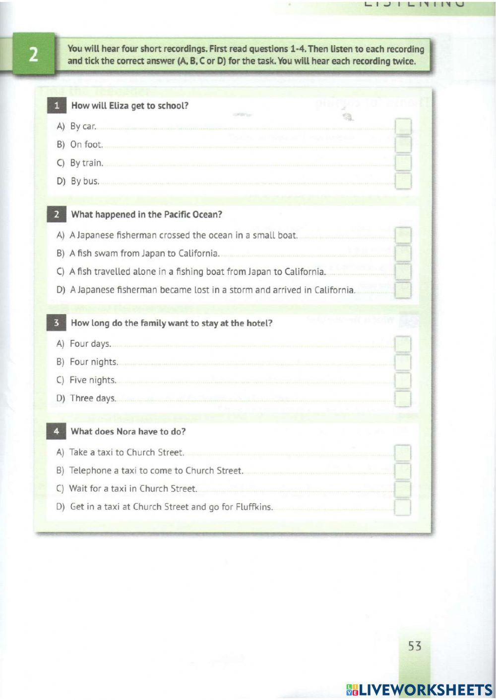 English Test Training A2 - Listening 1-14
