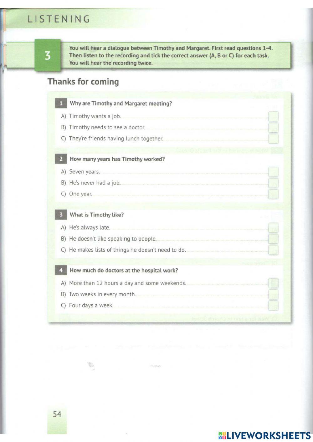 English Test Training A2 - Listening 1-14